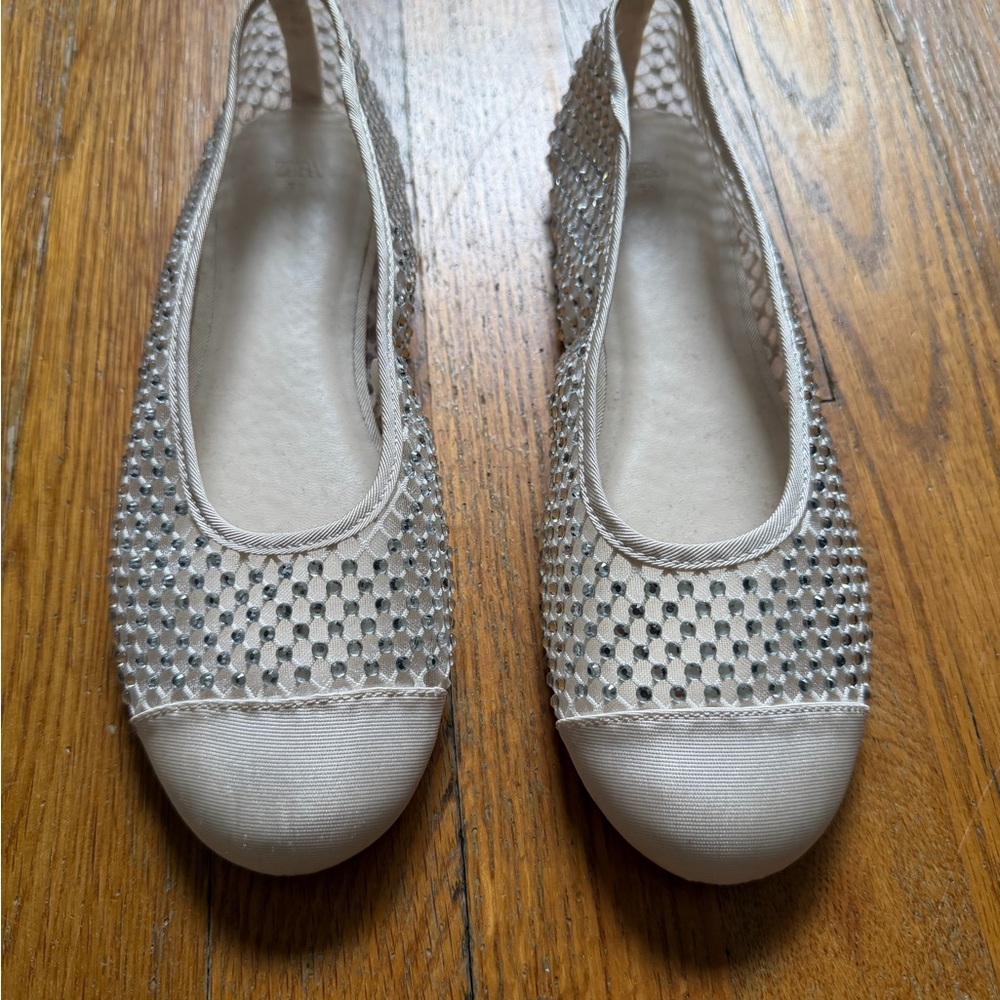 Zara Silver studded ivory Kids Dress Shoes
